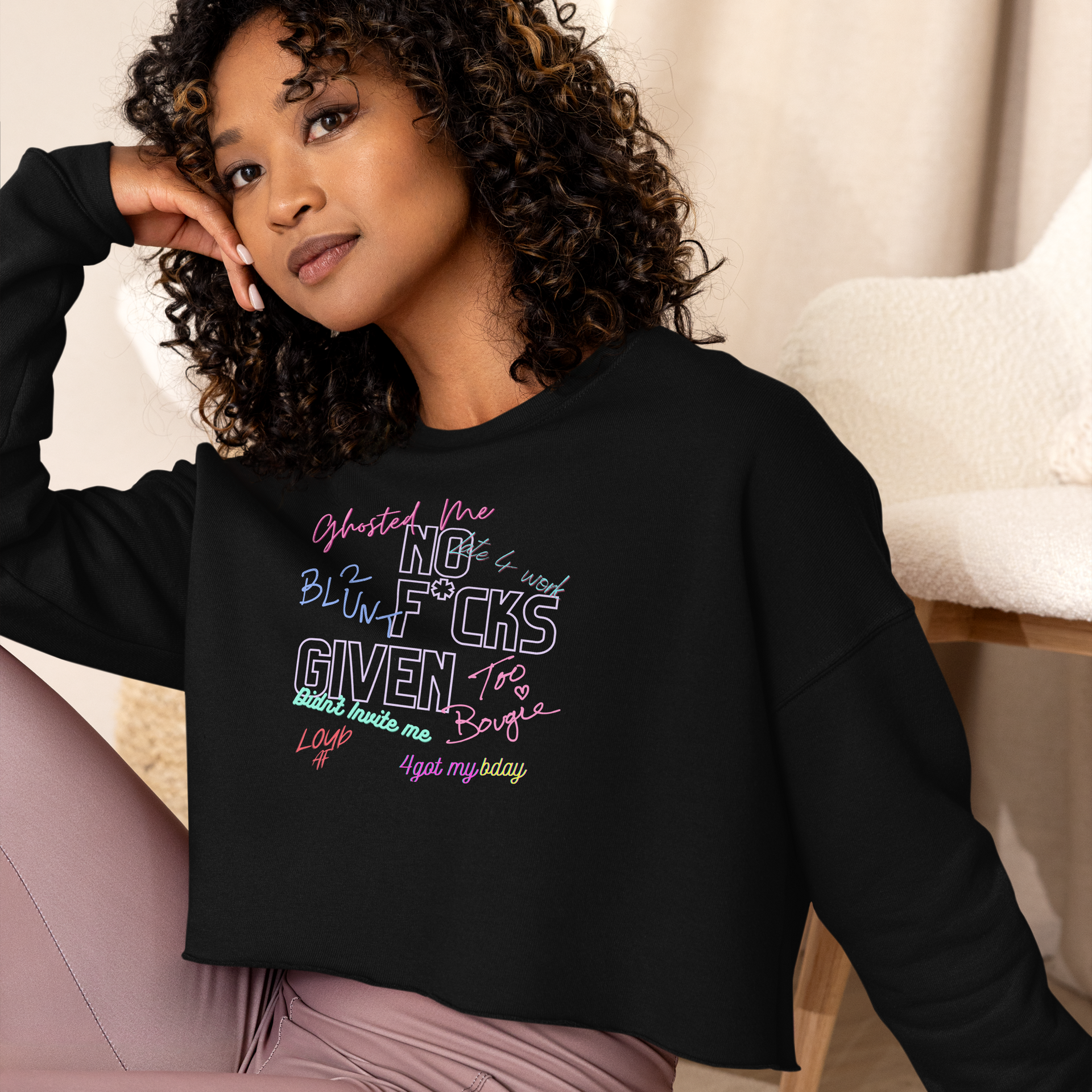 No F*cks Given | Excuses Crop Sweatshirt